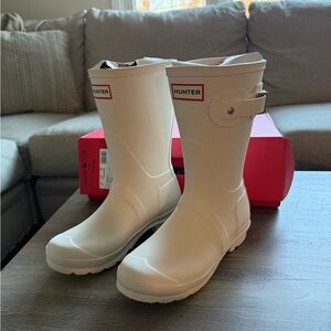 Hunter Ivory White Original Short Boots